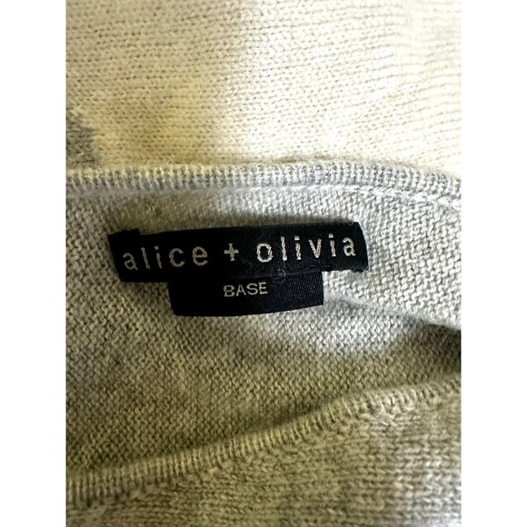 Alice + Olivia Gray Cream Colorblock Asymmetrical Hem Wool Angora Blend Sweater - Picture 6 of 8